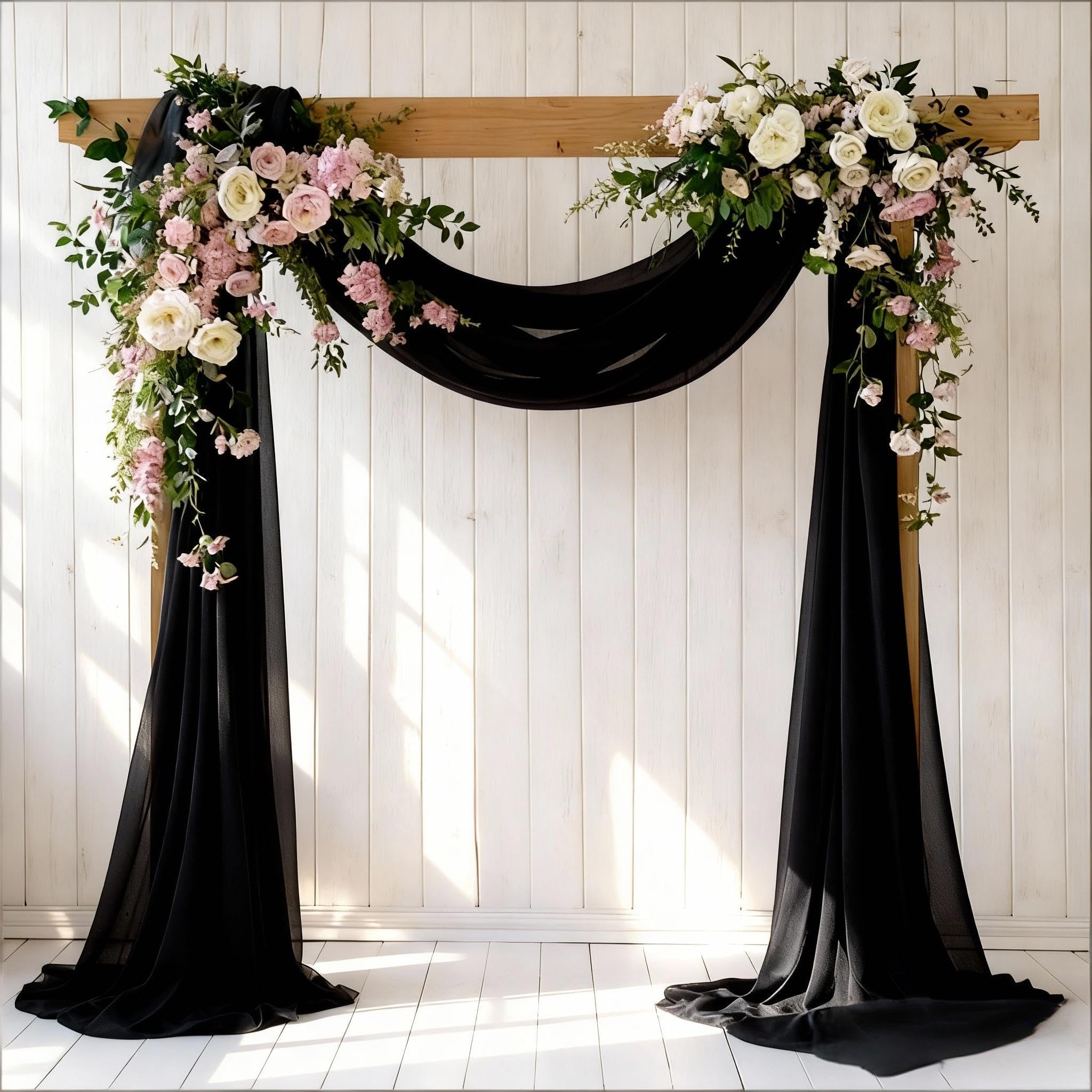 Black Wedding Arch Draping Fabric Fall 2 Panels 29" × 240"