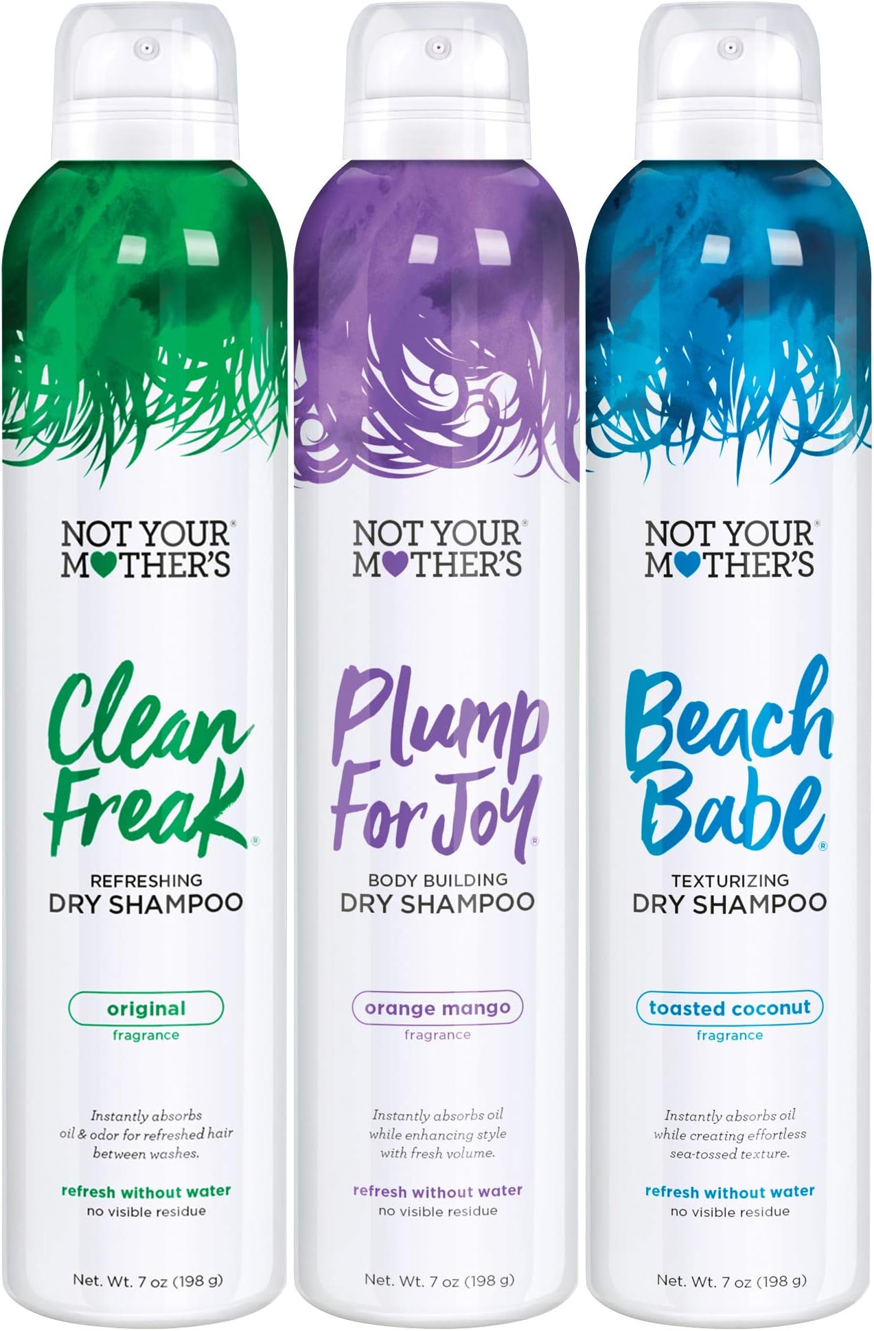 Assortment (3-Pack) - 7 oz - Clean Freak, Plump for Joy, Beach Babe Dry Shampoo - Instantly Absorbs Oil in Hair