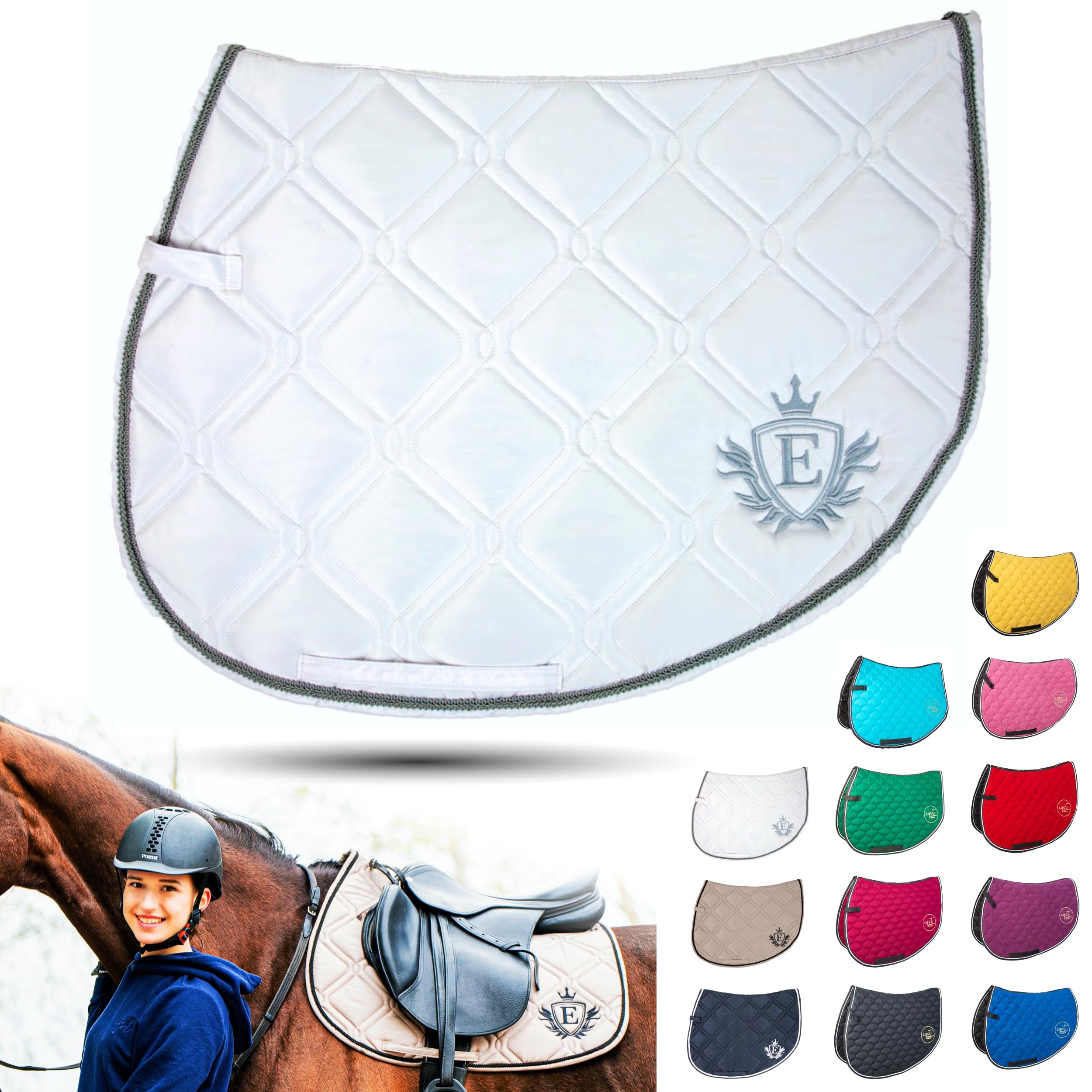 EQST Mantilla para Caballo 2.0 Eco-Algodón | 4 Tallas: Pony, Versatilidad, Salto, Doma | Muchos Colores, Diseño Ecuestre, Equitación (Doma, Blanco)