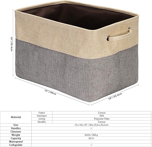 Miniatura 5 de Sea Team Juego de 3 cestas de almacenamiento grandes, organizador de maletero, contenedor de ropa para juguetes, 15 x 10 x 10 pulgadas, caja