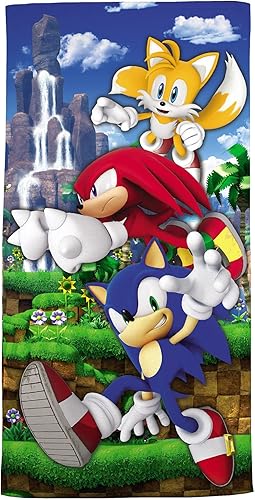 Sonic The Hedgehog - Toalla de baño de algodón y paño de lavado, color azul