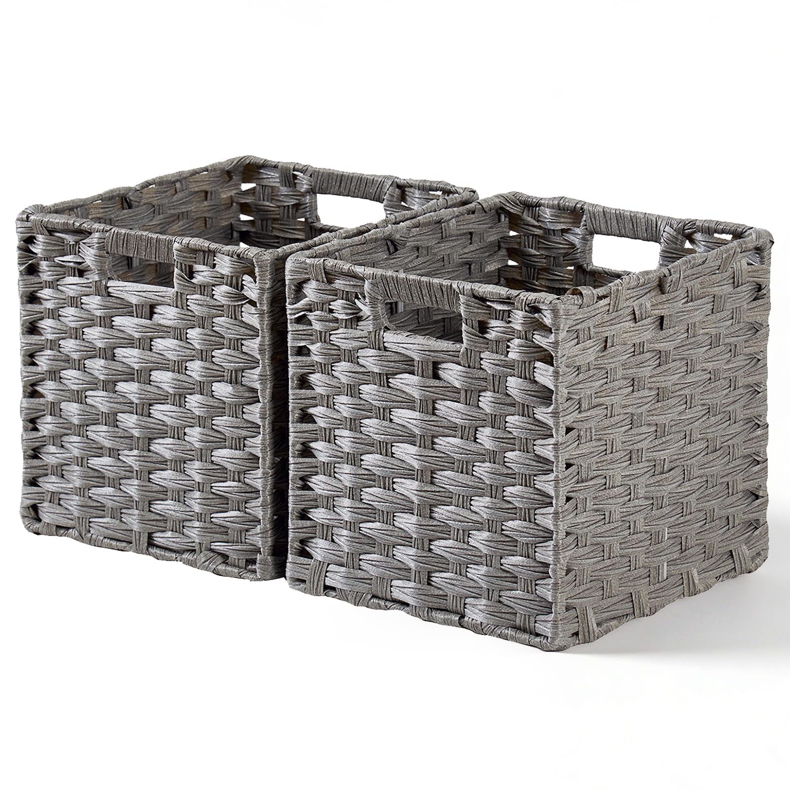 MANGATA Cubi portaoggetti da 28 cm, disponibili in più colori, cesti portaoggetti da 28x28 cm, cesto intrecciato in polipropilene(Grigio cenere, 2 pezzi)