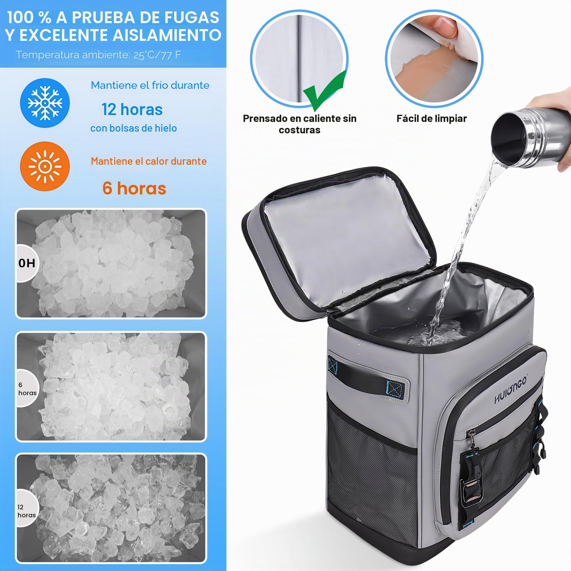 Hulongo Nevera Bolsa Impermeable Grande Térmica Isotérmica Aislada a Prueba de Fugas para Camping, Playa, Pesca, Picnic, Viajes, Exteriores