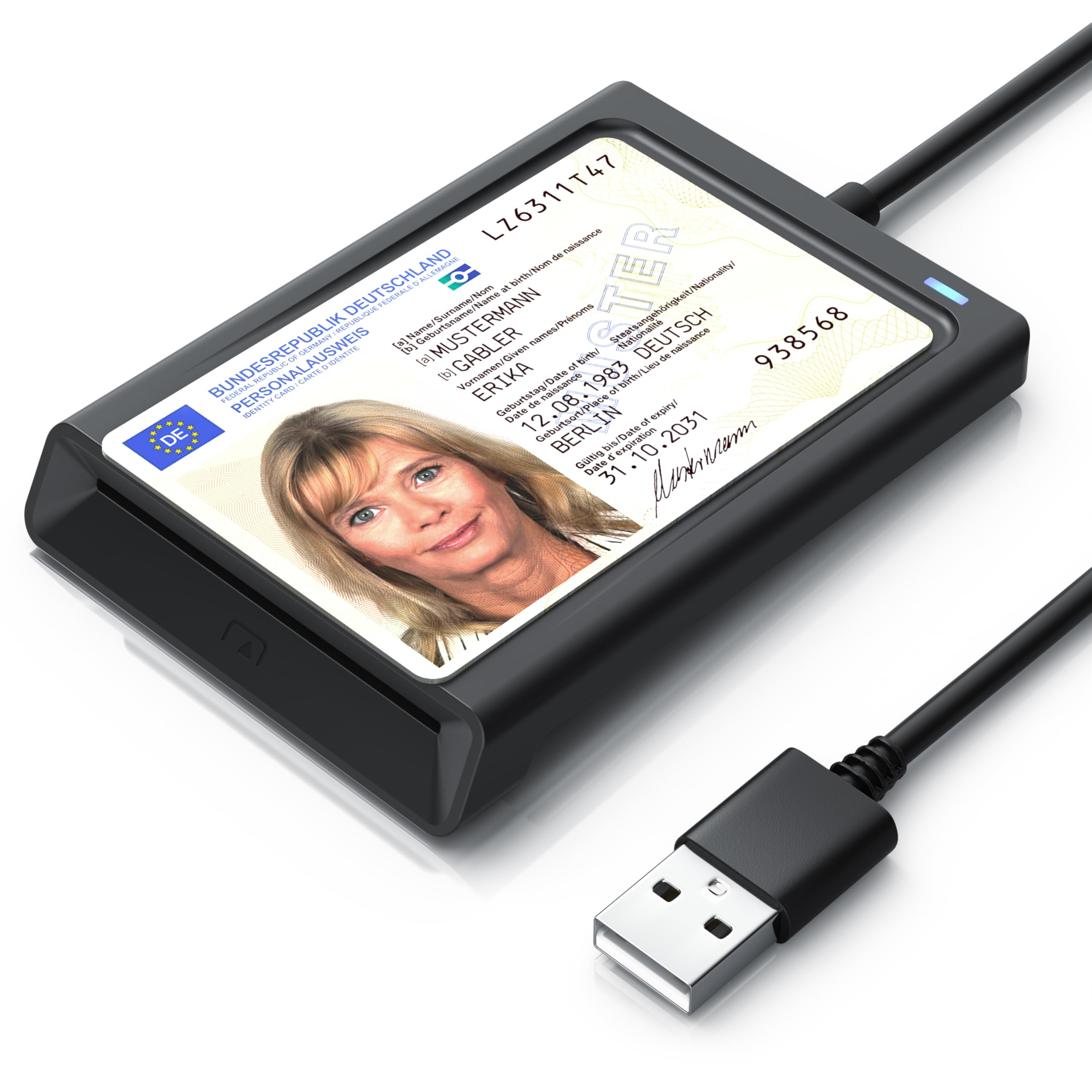 CSL - USB Chipkartenleser mit NFC - SmartCard Reader/SIM Kartenlesegerät - kompatibel mit Windows 10-11 - für den neuen Personalausweis Gesundheitskarte kein EPA Bankkarten