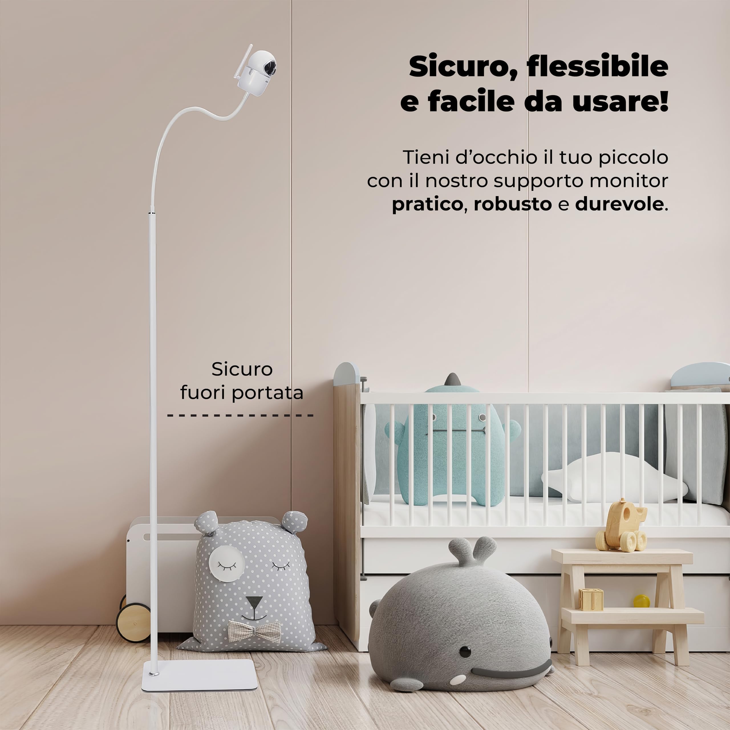 goozie Supporto da pavimento per baby monitor, compatibile con i modelli di fotocamera universale Babysense, Boifun, Hellobaby, GHB, Tapo, Vtech e tutte le fotocamere con vite da 1/4 di supporto per
