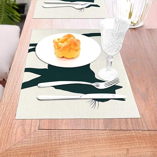 Miniatura 3 de 6 PCS PVC Placemats Set Place Mats Happy Walking Cat Non-Slip Weave Place Mats 12" x 18" Farmhouse Table Mat Set for Family Dinners Wedding Parties
