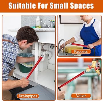 Adjustable Tap Spanner Set with 5 Changeable 8-12mm Nut, Faucet Bathroom Back Nut Installation and Disassemble Tools Kit, Plumbers Socket Wrench for Home Bath Basin, Kitchen, Sink, Valves, WaterPipe