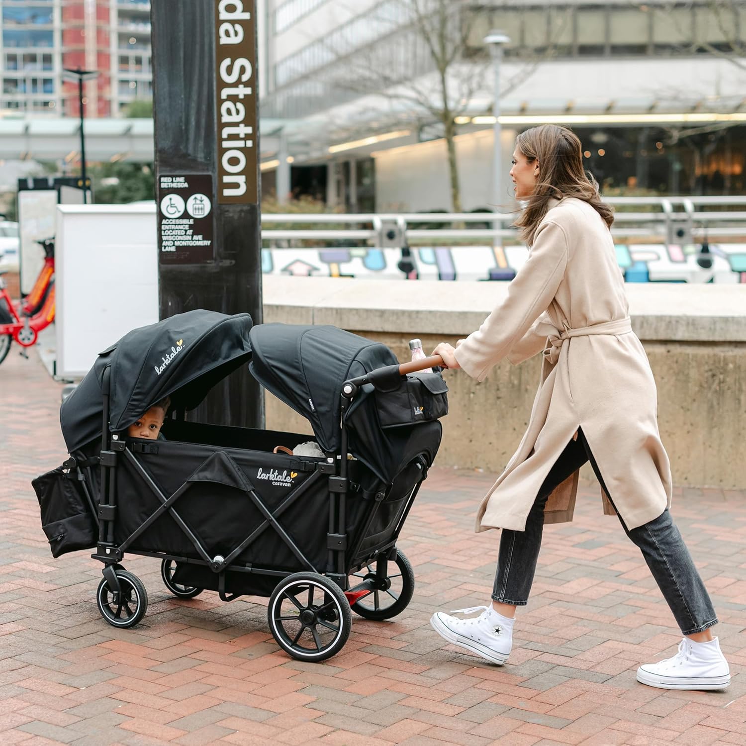 Larktale Caravan V3 Stroller, 2-Seater Kids Wagon, 207 lb Capacity, Byron Black Bryon Black image 8 of 9 B0CV2S5TCN