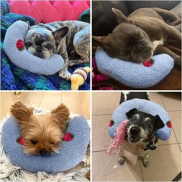 BABORUI Large Dog Calming Pillow for Dogs, U Shaped Dog Neck Pillow for Joint Relief Sleeping Improve, Machine Washable Pet Pillow for Dogs & Cats(Blue)