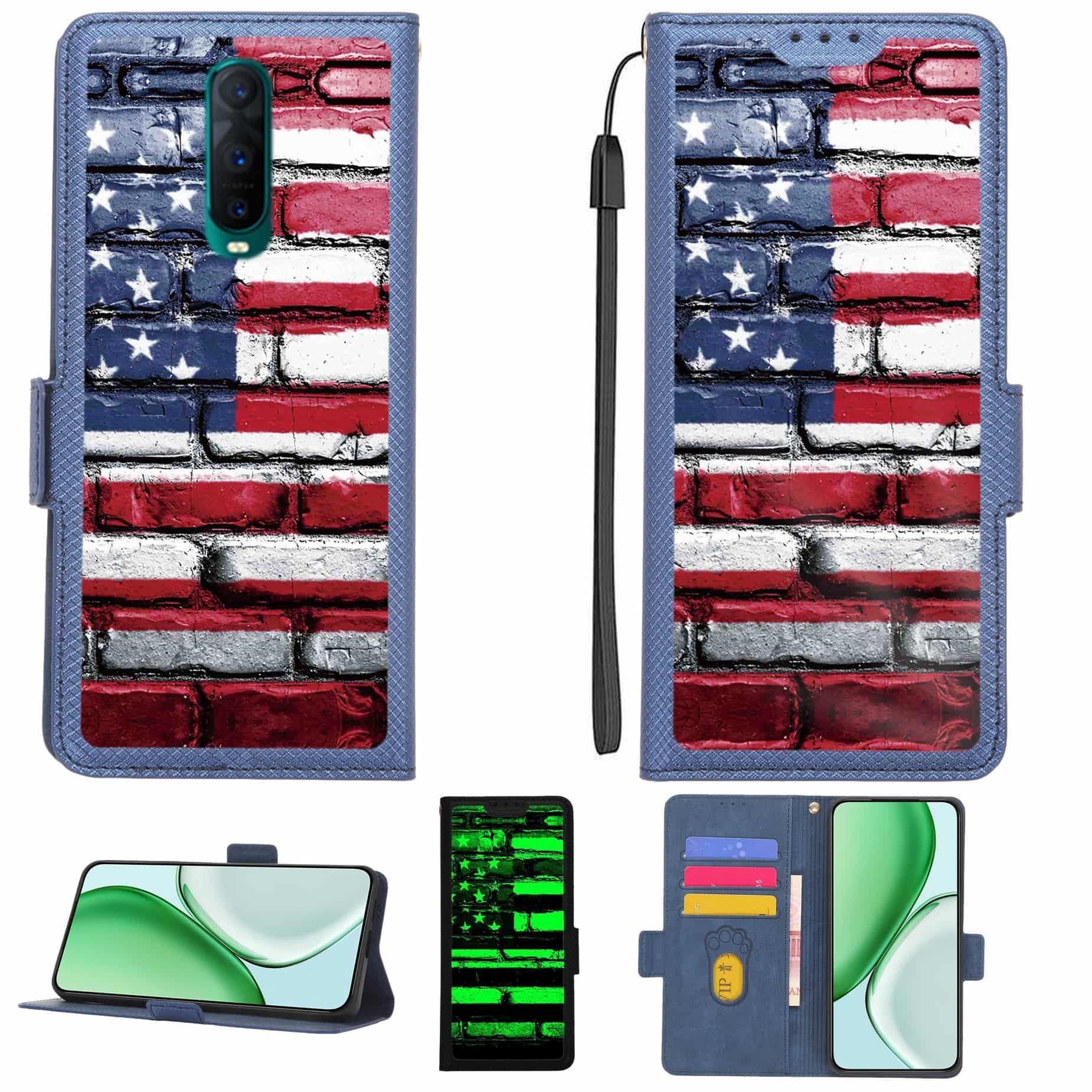 Case Compatible for Oppo R17 pro Phone Case Flip Cover [with Tempered Glass Screen Protector][RFID Blocking][Luminous Effect] LPT-GQ