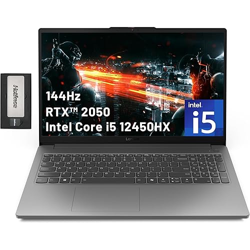 Lenovo LOQ 15.6" 144Hz FHD Gaming Laptop, Intel Core i5-12450HX, NVIDIA GeForce RTX 2050 4GB GDDR6, 16GB DDR5, 512GB PCIe SSD, Wi-Fi 6, HD 720p Camera, Win 11 Home, Gray, 256GB Docking Station Set