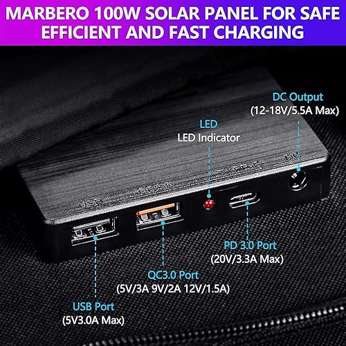 Miniatura 18 de MARBERO Panel solar portátil de 21 W, cargador de panel solar plegable IP65, paneles solares impermeables 23% de alta eficiencia, cargador rápido