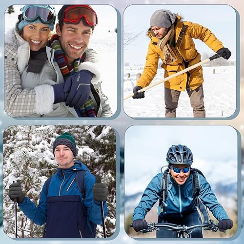 Miniatura 7 de Newcotte 3 pares de guantes de invierno ligeros para correr para pantalla táctil, forro cálido, guantes térmicos para clima frío para hombres y