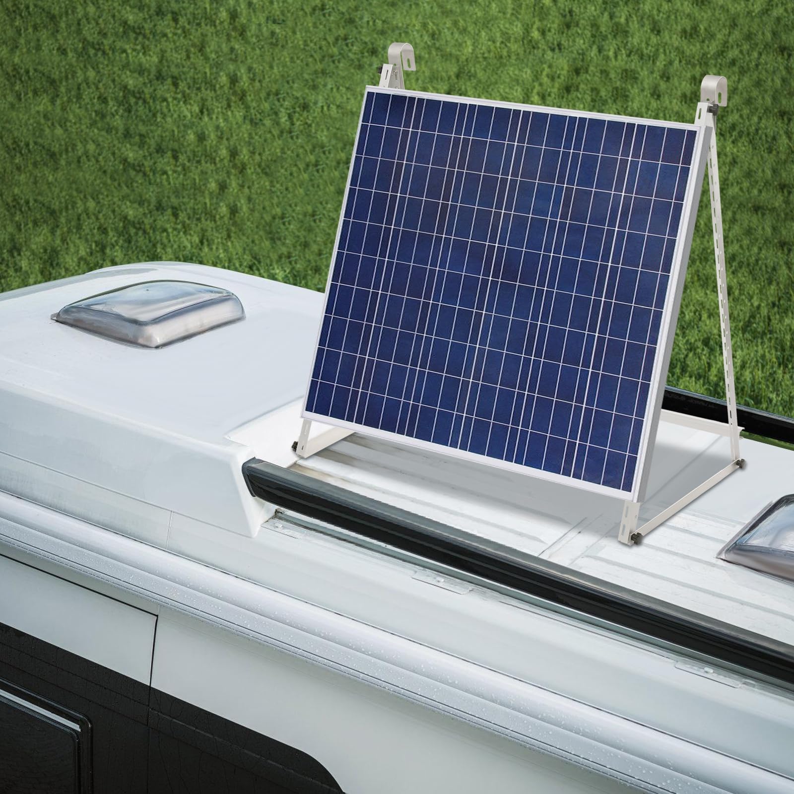 Supporto per pannello solare, supporto per centrali elettriche da balcone, angolo di 10-30°, con gancio, portata 50 kg, supporto regolabile, adatto per balconi, pavimenti, tetti