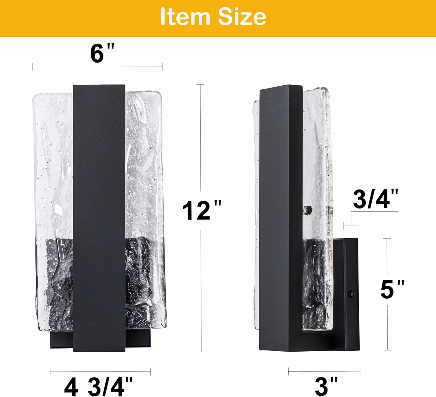 2 Pack Wall Lights, Matte Black Modern Wall Sconce, Aluminum 15W 3000K LED Sconces Wall Lighting, Waterproof Sconce Light Fixture