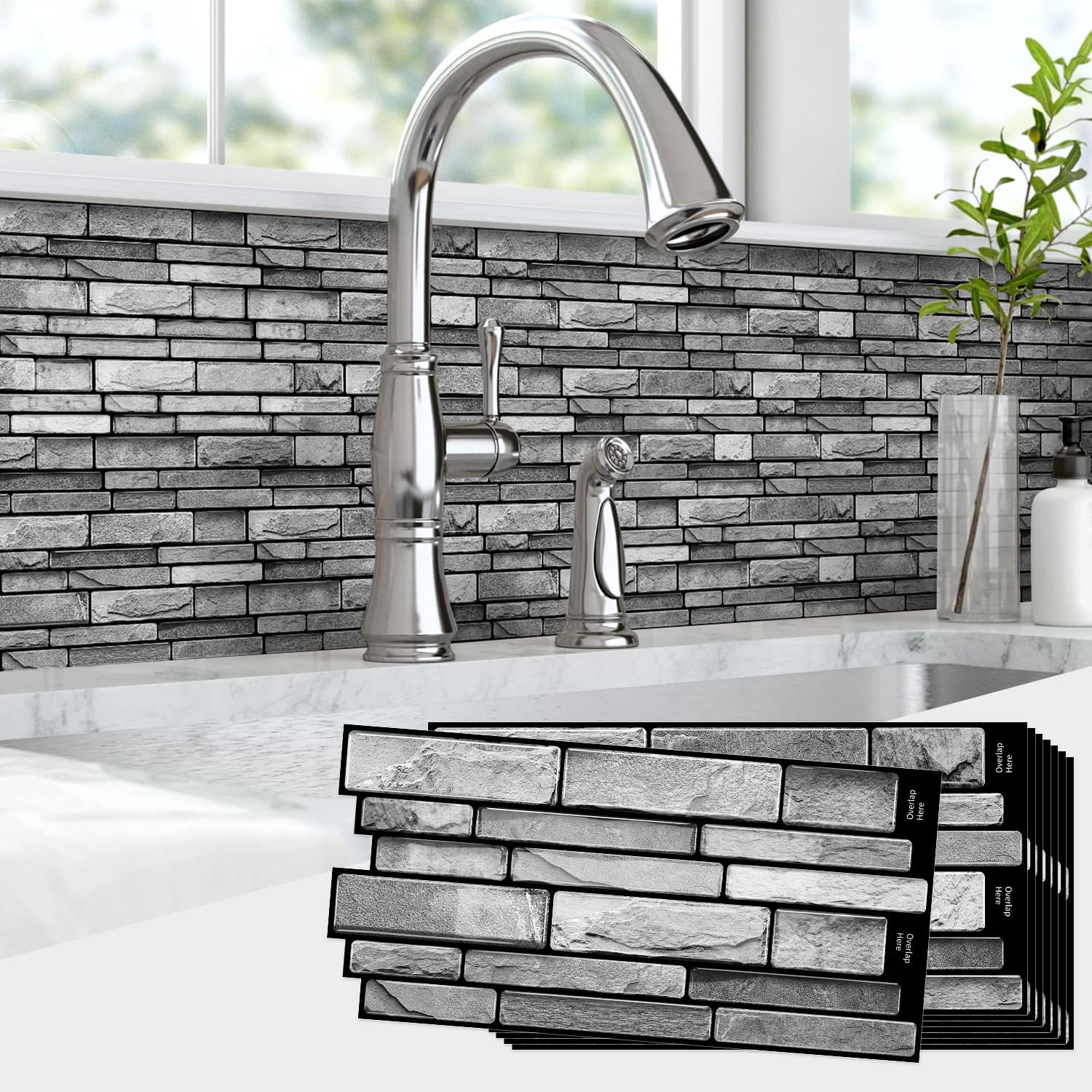 Sohouu 48Pcs 3D Self-Adhesive Wall Stickers Waterproof Decor Decals(48Pcs)