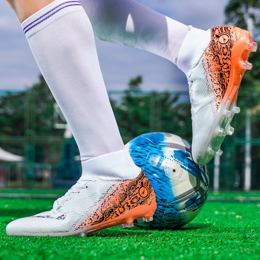 Scarpe Da Calcio Uomo High Top Con Tacchetti - Pelle Sintetica, Traspiranti, Per Erba Sintetica - Foto 10