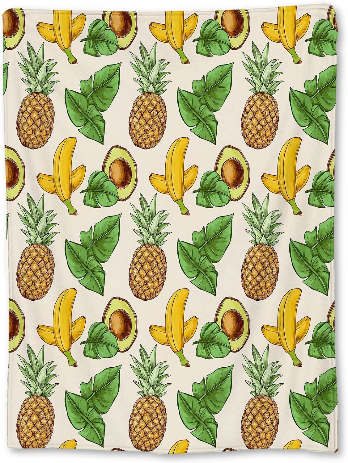 Fruit Blanket, Soft Cozy Flannel Pineapple Banana Avocado Throw Blanket for Couch, Bed, Travel, Living Room & Home Decor, Lightweight Fuzzy Warm Blankets for Adults Men Women 60×50 in