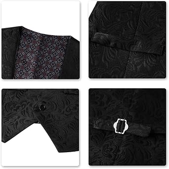 YFFUSHI Men's 3 Piece Suit Slim Fit Jacquard Tuxedo 1 Button Blazer