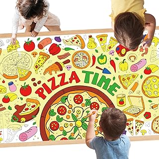Pizza Time Party Decoration - 29.5 x 71 Inch Tomato Cheese Giant Coloring Poster for Kids, Funny Large Classroom Coloring Posters for Party Decorations