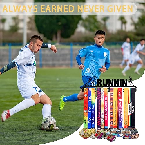 Vista 129 de Goutoports Estante de exhibición para colgar medallas, organizador personalizado de cinta de premios para corredores de carreras deportivas, placas