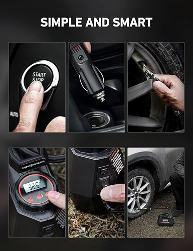 Miniatura 8 de AstroAI Inflador de neumáticos, compresor de aire portátil, bomba de aire para neumáticos de automóvil, accesorios de automóvil, cable de 9.8 pies