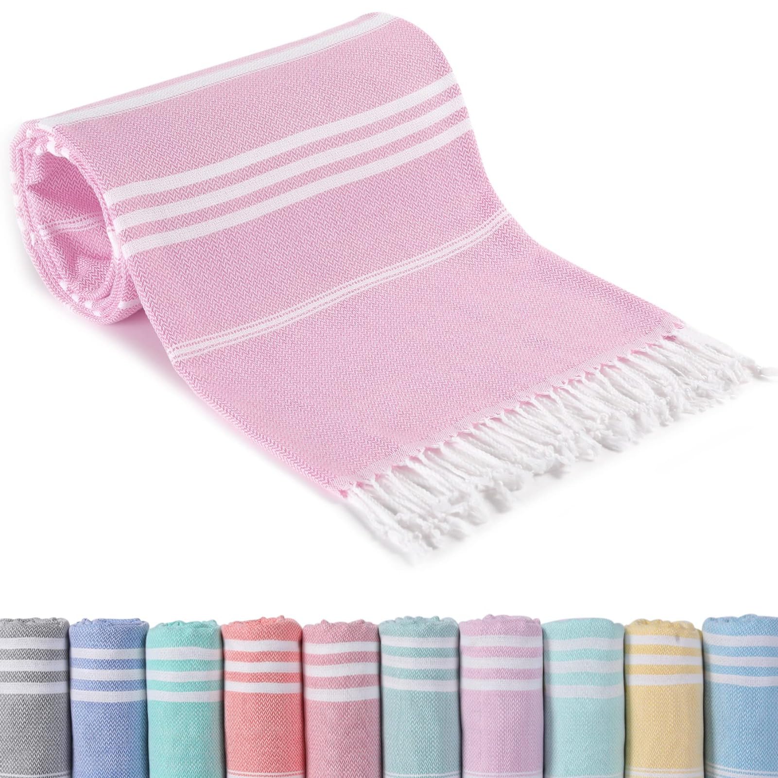 PsaltryCom Turkish Beach Towel Soft Lightweight Quick Dry Sand Free Bath Towel with Tassels for Beach Pool Travel Spa Yoga Camping (A,180x100cm)