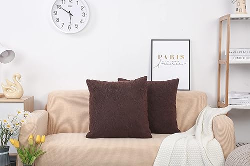 Miniatura 3 de TangDepot Paquete de 2 fundas de almohada lujosas y esponjosas de piel de oveja sintética, fundas de almohada cuadradas, fundas de almohada para