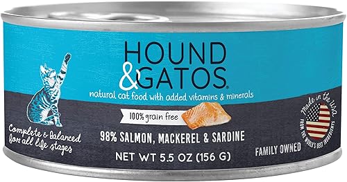 Hound Gatos Alimento húmedo natural para gatos 98 carne pescado o aves de corral para todas las etapas de la vida fabricado en los Estados Unidos