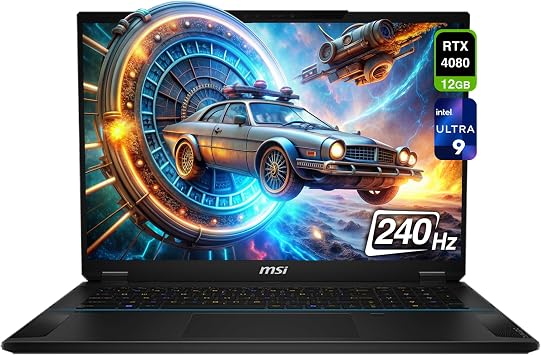 MSI Stealth 18 AI Studio Gaming Laptop, Intel Ultra 9-185H, 64 GB DDR5 RAM, 4 TB + 4 TB PCle SSD, 18 QHD+ 2560x1600 240Hz, Nvidia G-Force RTX 4080, Backlit Keyboard, W11 Home