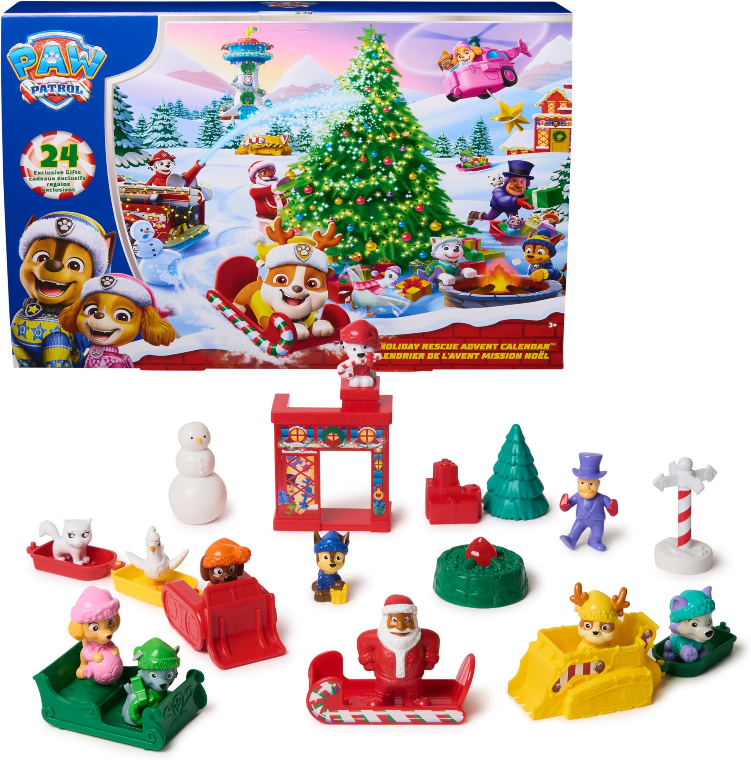 PAW Patrol Holiday Rescue 2025 Advent Calendar, 24 Surprise Toys - Figures, Miniature Vehicles & Accessories, Kids Toys for Boys & Girls Ages 3 and Up
