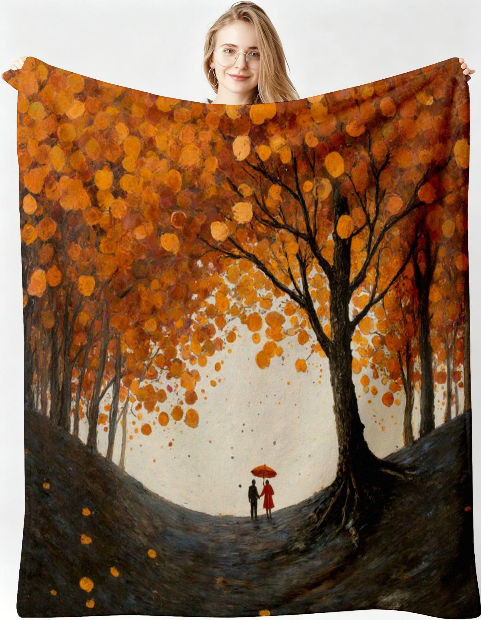 Coperta Matrimoniale 180x200 Foglie Cadute Pile Flanella Motivo-A82 | Coperta Termica Invernale Microfibra, Stampa 3D Plaid Letto Matrimoniale di Flanella, per Copriletto Copridivano Soggiorno