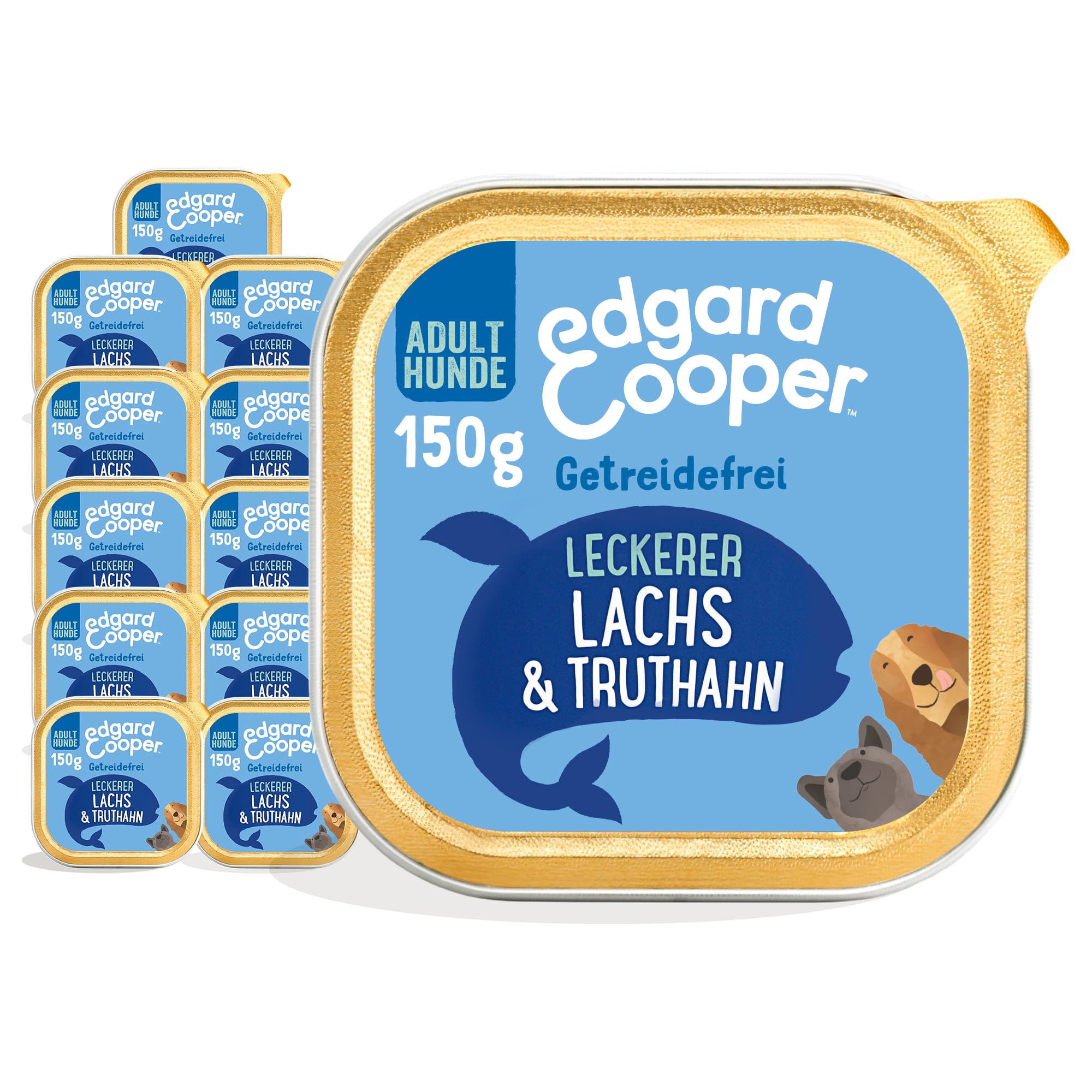 Edgard & Cooper karma dla psów, dla dorosłych, bez zbóż, mokra karma, naturalna żywność, 150 g x 11, wołowina i kaczka, zdrowa żywność, smaczna, zbilansowana, wysokiej jakości białko