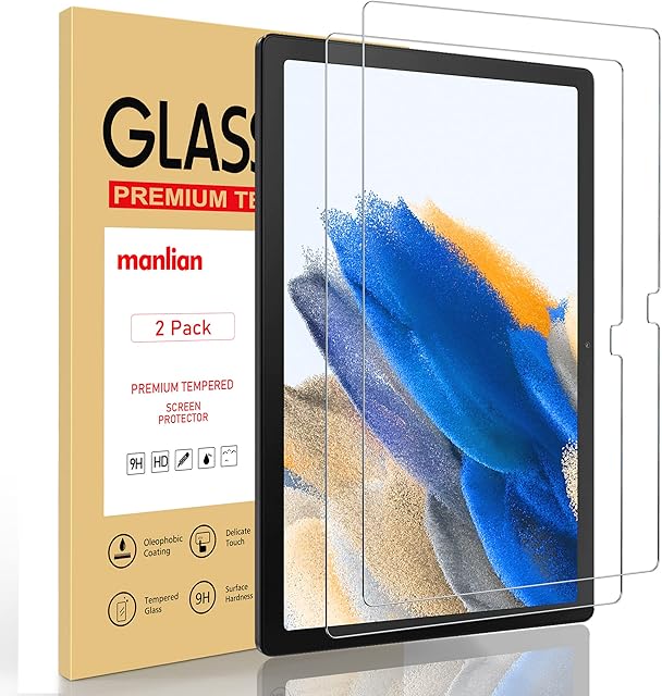 manlian [2-pack Screen Protector for Samsung Galaxy Tab A8 2021 10.5 Inch (SM-X202/X205), Premium Tempered Glass Film.