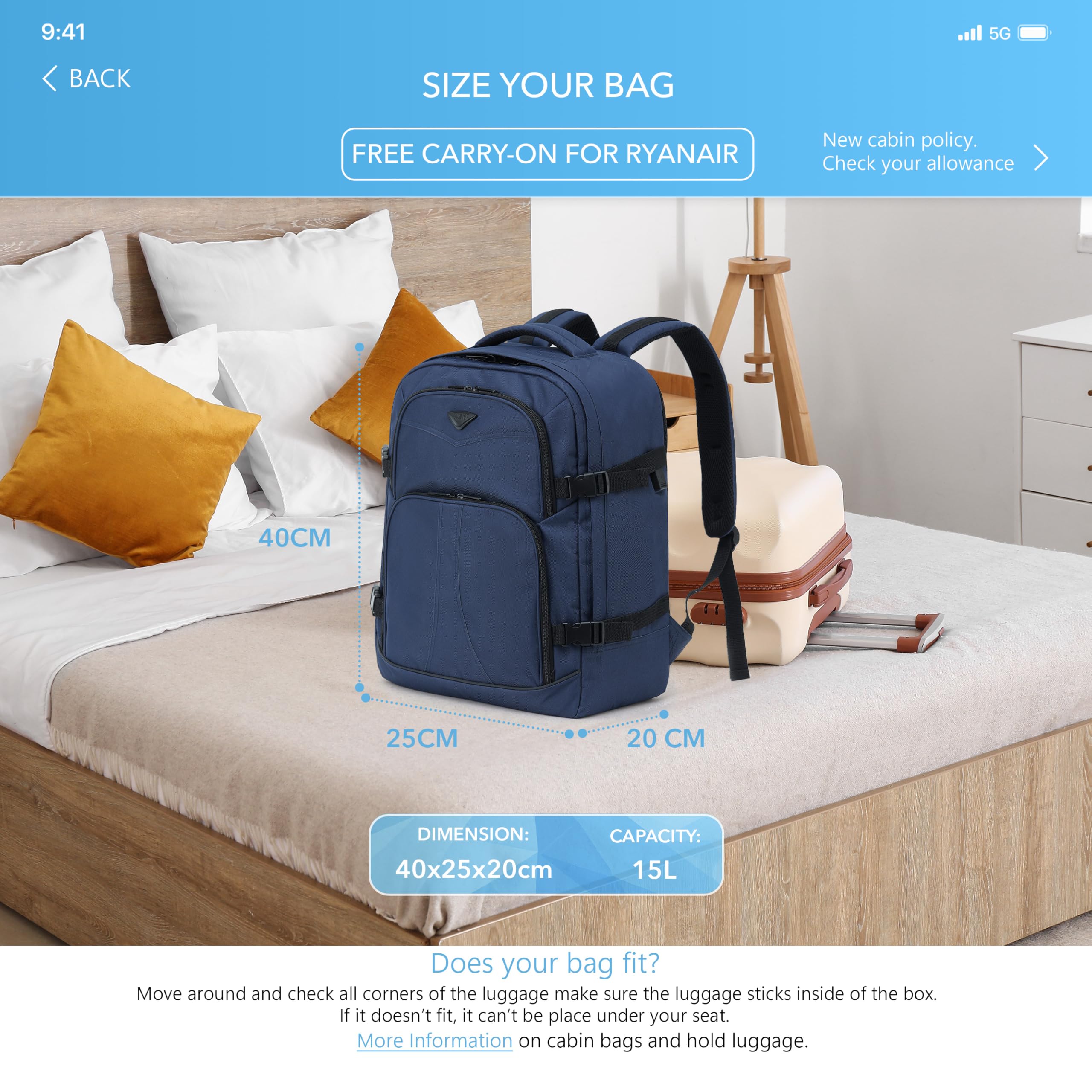 Flight Knight 45x36x20cm easyJet Free Carry On Backpack - Large 30 Liter Bag For Underseat Travelling USB Port Padded Comfortable Backpack - Carry On Luggage For easyJet, Ryanair, BA, Jet2 & More!