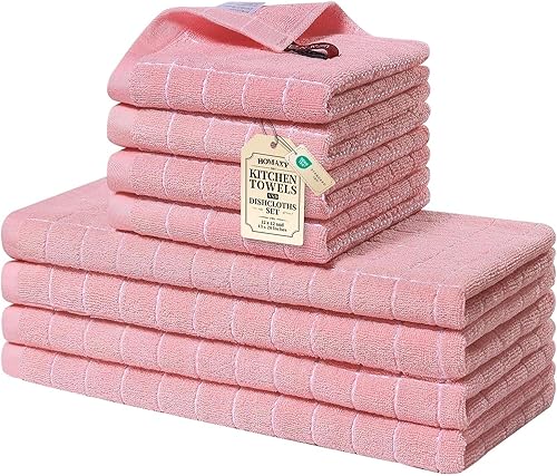Miniatura 22 de Homaxy Juego de toallas de cocina y paños de cocina, 12 x 12 y 13 x 28 pulgadas, juego de 8 toallas de cocina de rizo de algodón a granel, diseño a