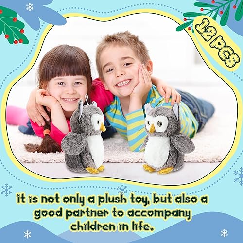 Miniatura 10 de 6 piezas de animales de peluche de búho para bebés, juguete de peluche de búho suave, búho rosa, marrón, gris, recuerdos de fiesta para niños