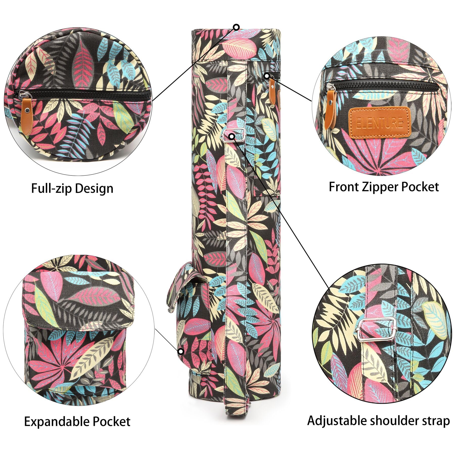 Bolsa para esterilla de yoga, bolsa de transporte para esterilla de yoga con cremallera completa, bolsa de transporte para mujeres y hombres con bolsillos de almacenamiento multifuncionales y