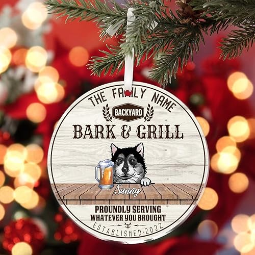 Vista 103 de SILYHEART Presa Canario Christmas Acrylic Ornament Dogs Welcome Ceramic Christmas Keepsake Family Dog Name Funny Christmas Memorial Gifts for Mom