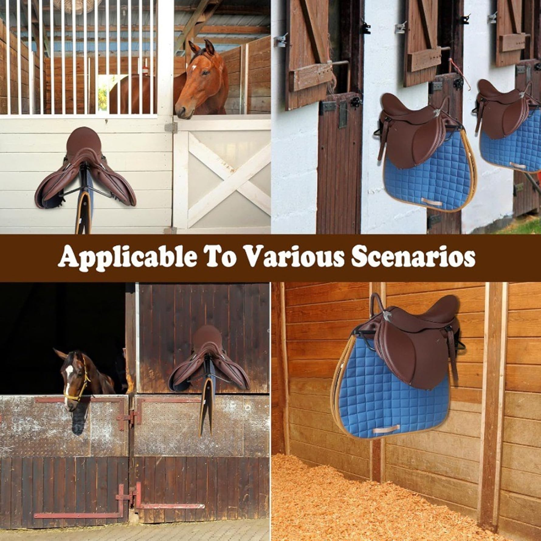 Soporte para sillín montado en la Pared, Soporte para sillín de Alta Resistencia para Suministros de Almacenamiento de Sala de Tachuelas de Granero de Caballos, Montaje en Pared