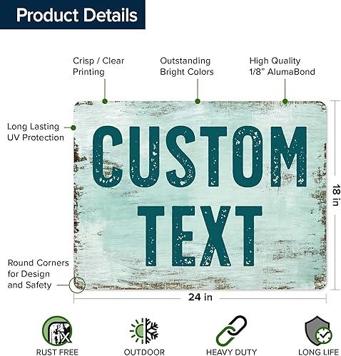 Miniatura 391 de My Sign Center - Letrero personalizado, 11 colores de fuente, 13 estilos de fuente, 4 opciones de agujero, 22 tamaños, 8 x 32 pulgadas, sin óxido,