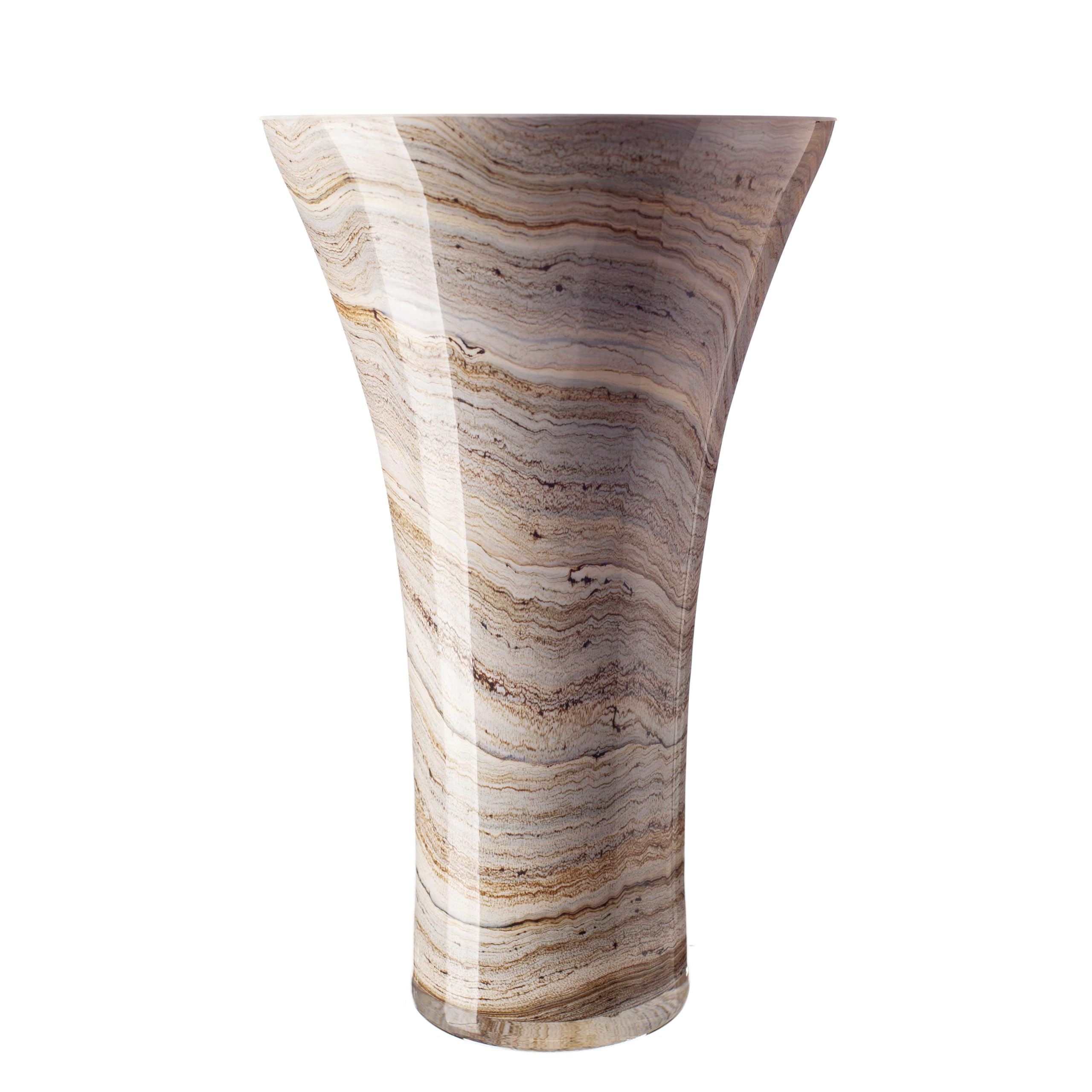 Classic Glass Vase in Cream, Beige & Brown (Natural Stone) (H-28cm)