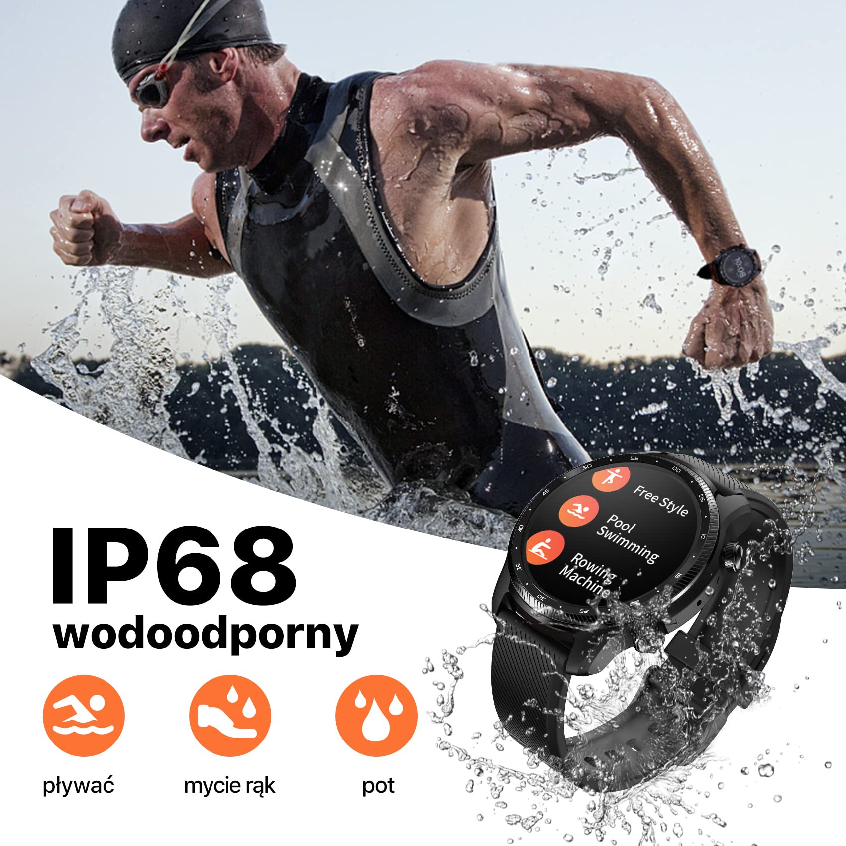 TicWatch Pro 3 Ultra 4G/LTE Smartwatch Połączenie komórkowe dla Orange eSIM Qualcomm SDW4100 i Mobvoi Dual Processor System Wear OS Smart Watch dla mężczyzn Tlen we krwi IHB Wykrywanie AFiB Ocena