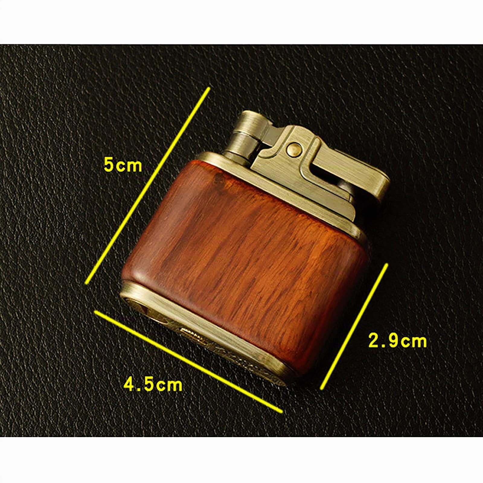 Vintage Kérosène Briquet Huile Essence Bois Briquet Meules Laiton Noyau Allume-Cigare Gadget Essence Feu,Ebony