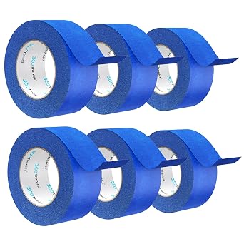 Blue Painters Tape, 2 Inch x 60 Yards No Residue Painters Tape, Easy Release Blue Masking Tape for Home Wall Painting Protection, Spray Paint, Labeling, DIY Arts Crafts, 6-roll Pack