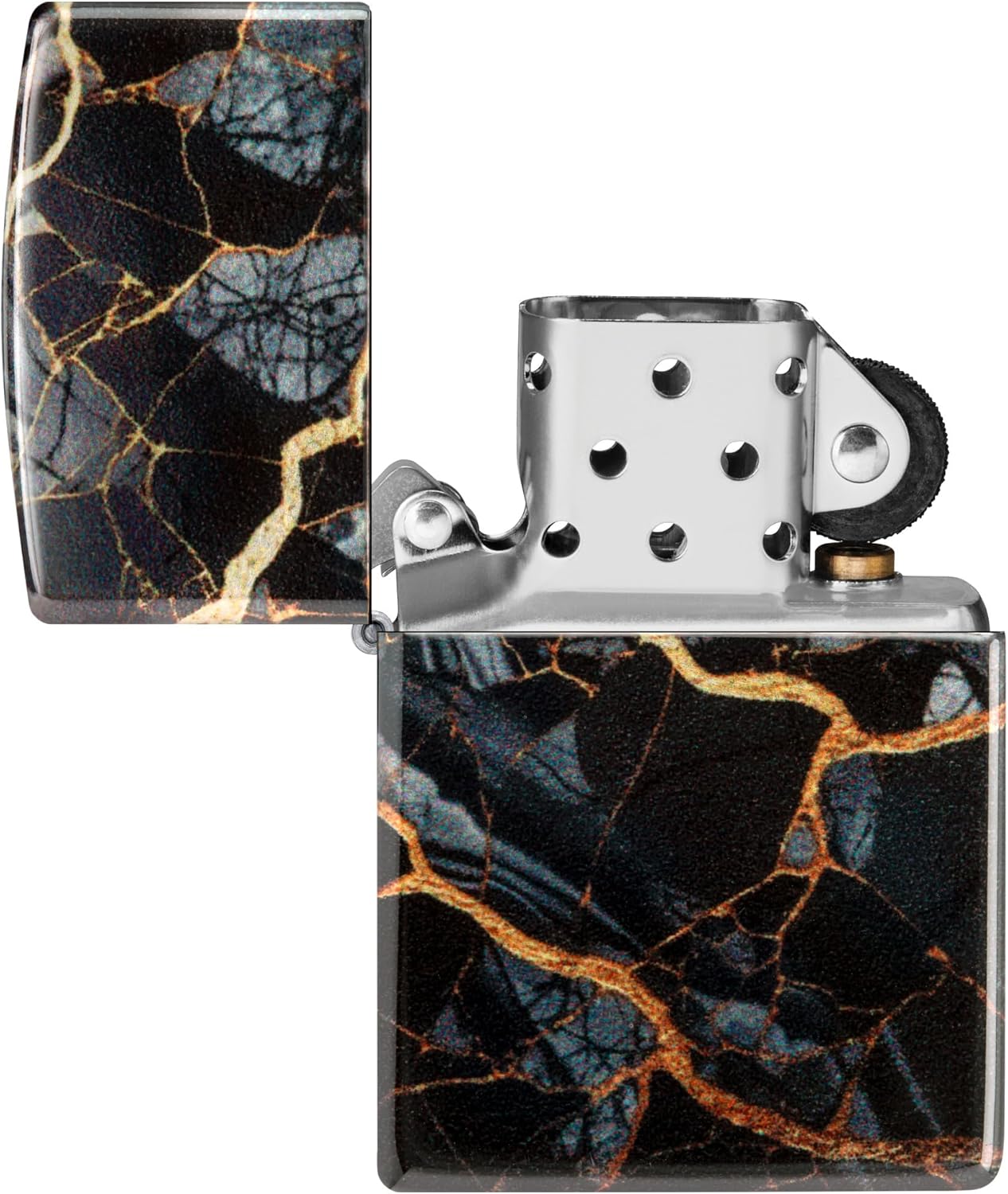 Zippo Fusion Marble Design 540 Tumbled Chrome Pocket Lighter