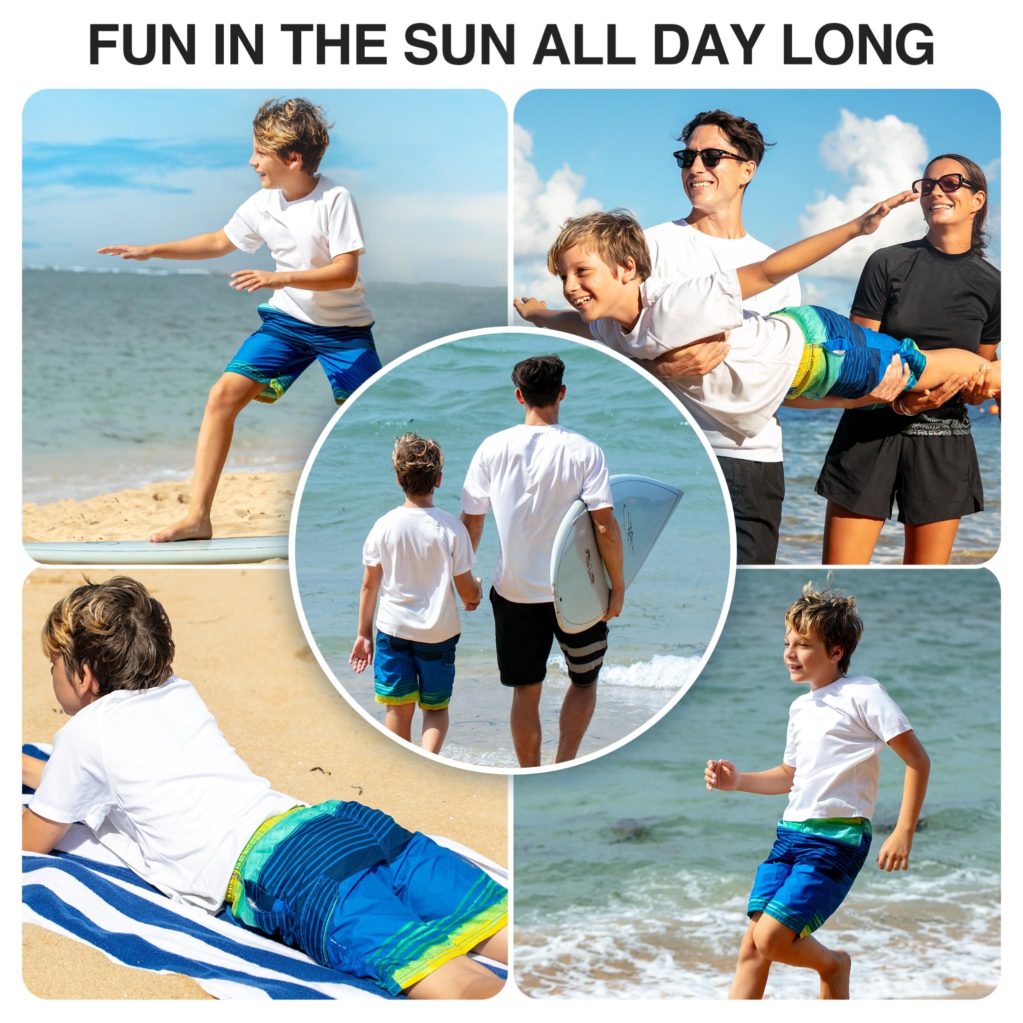 Kanu Surf Boys' Yolo Quick Dry UPF 50+ Beach Swim Trunk, Moonbeam Royal, Medium (10/12)