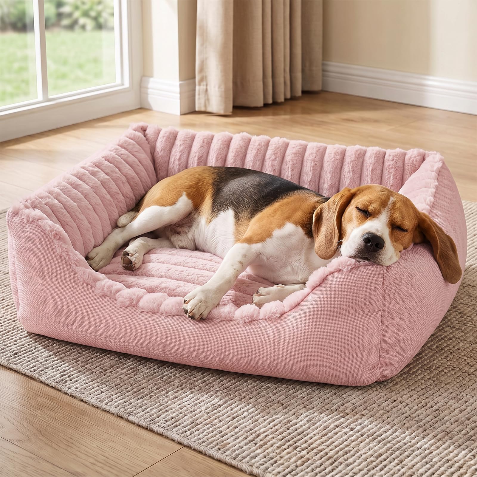 Avont Cuccia Cane Interno, Cuccia per Animali Domestici con Fondo Antiscivolo e Cuscino Rimovibile, Lavabile, per Cuccioli di Piccola e Pedia Taglia, Rosa (S)