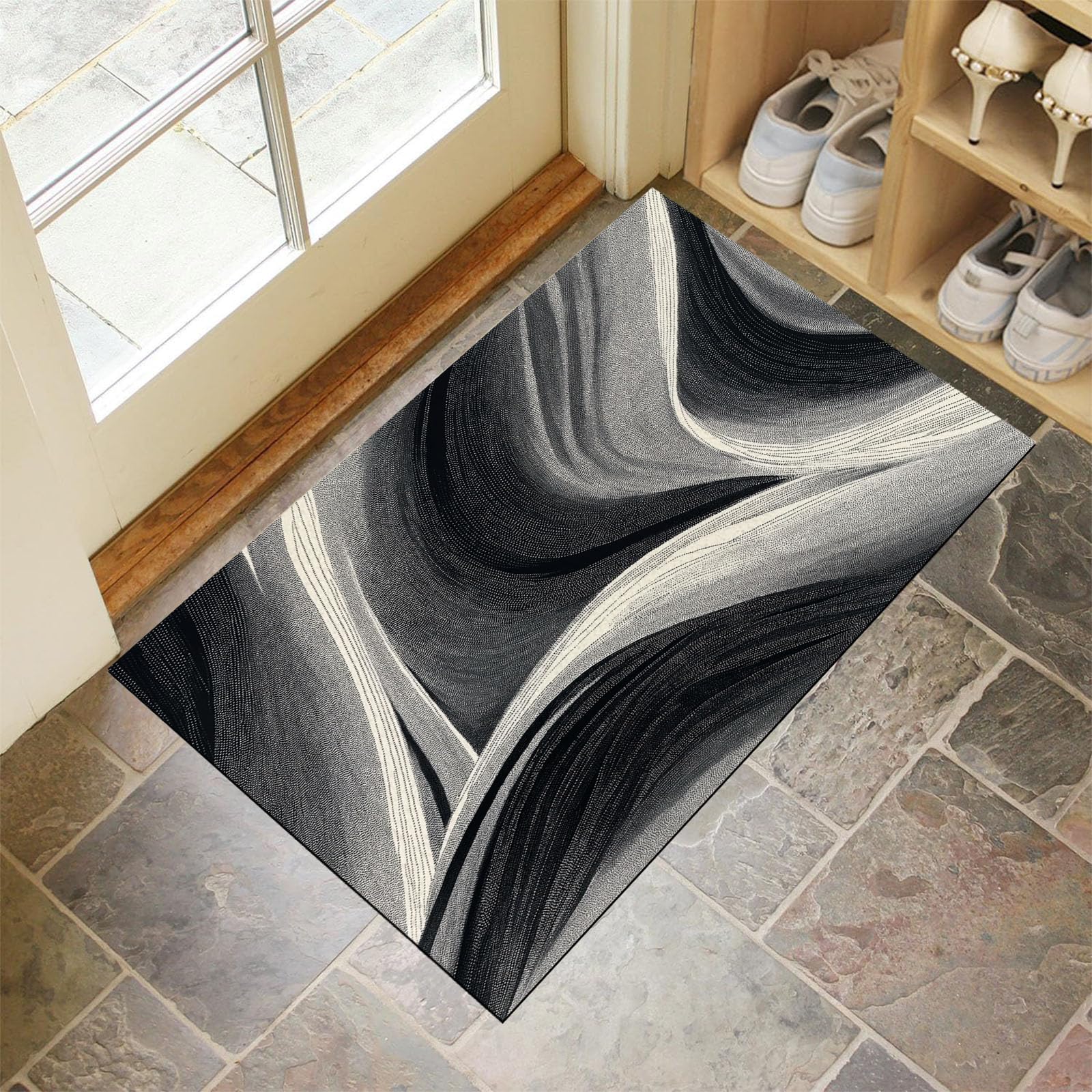 Tapis d'entrée gris foncé pour intérieur et extérieur 60x90