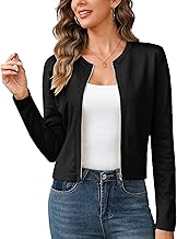 Totatuit Womens Long Sleeve Knitted Zip-Up Cardigan Sweaters Lightweight Crew Neck Cropped Shrug Fall Sweatshirts Jacket
